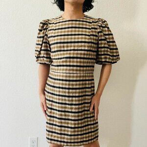 H&M Women's Gingham Brown and Black Dress
